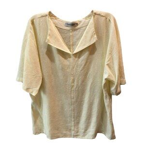 Dulayoo Womens Large Yellow Long Sleeve Loose Fit Cotton Shirt Top Size L